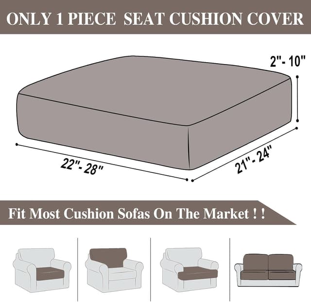 Detalle 2 de LA MEACK Couch Cushion Cover Seat Cushion Cover (1 Piece) – Stretch Slipcover for Armchair/Sectional, Taupe