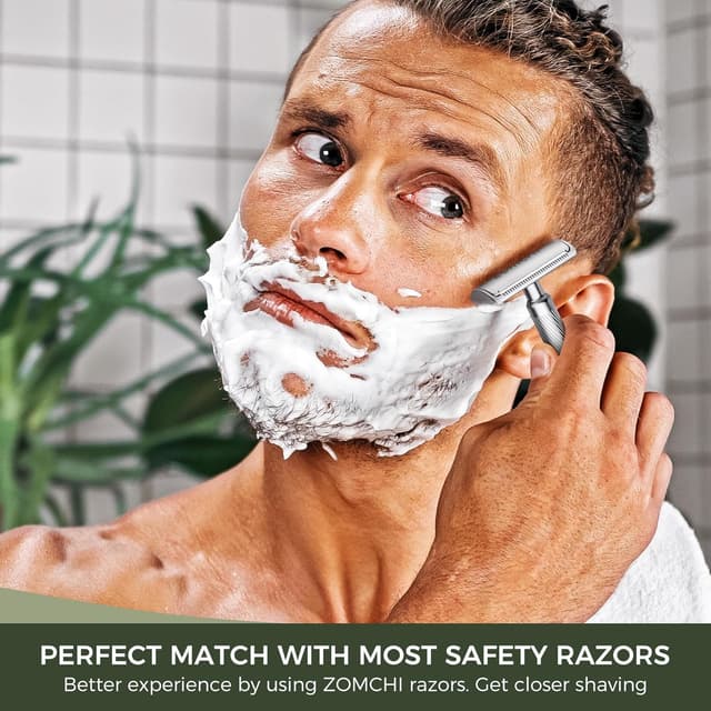 Detalle de ZOMCHI lames de rasoir double tranchant – lot de 60 lames en acier inoxydable plaqué platine