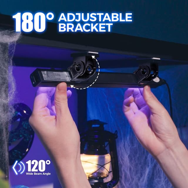 Detalle de Barrina Schwarzlicht-LED-Strip 10W, 28 cm (USB) – verstellbare UV-Blacklight-Lampe, 2er-Set