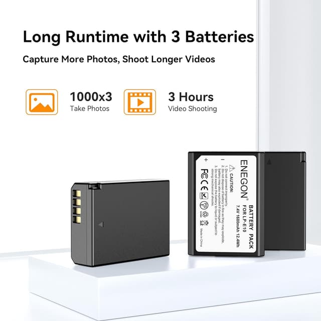 Thumbnail 2 de ENEGON LP-E10 3×1680 mAh avec charge LCD