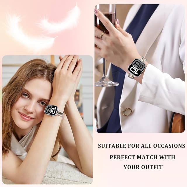 Detalle 2 de Anlinser slim metal strap for Apple Watch (49/46/45/44/42/41/40/38mm) – Silver Rose Gold