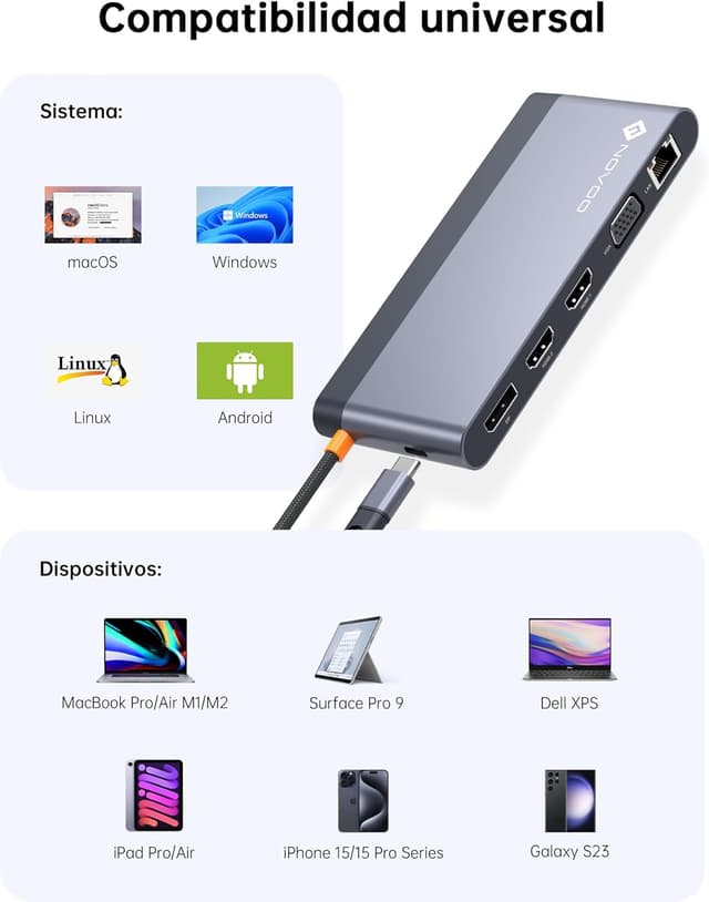 Thumbnail 7 de NOVOO Docking Station USB-C con Pantalla Cuádruple