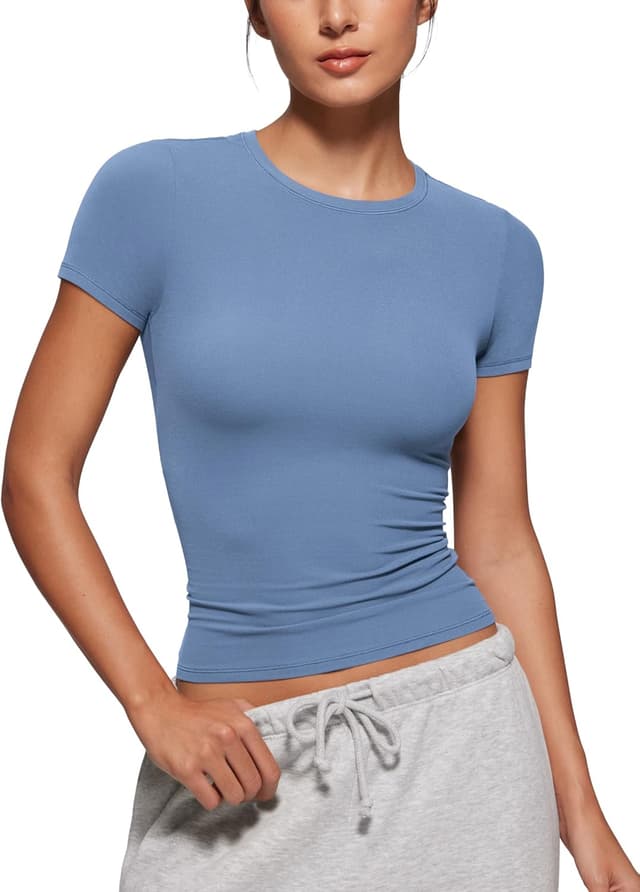 Thumbnail 6 de CRZ YOGA Softembrace going-out slim-fit T-shirt for women with high crew neck