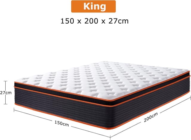 Detalle de SEZMOONSI 5FT King Size 10.6 Inch Hybrid Gel Memory Foam Mattress (7 Zone, Medium Firm)