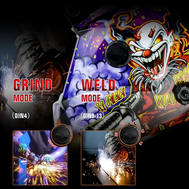 Detalle de TRQWH Auto-Darkening Welding Hood with True Color Lens, Wide View Shade 9–13 & LED Light (KTS-JD17)