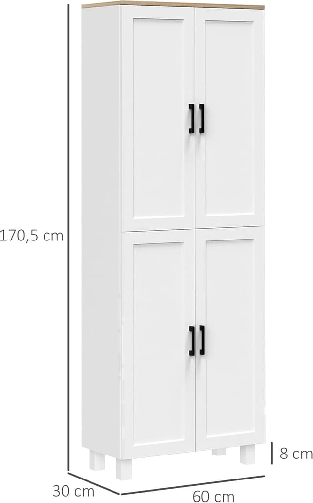 Detalle de HOMCOM armoire de cuisine/buffet blanc moderne avec 4 portes et étagères réglables