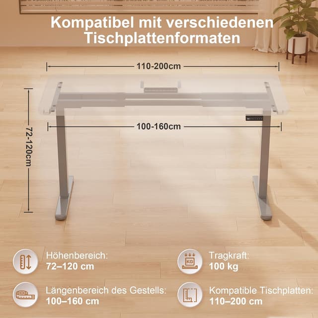 Detalle 2 de Homall elektrischer Schreibtisch bis 120 kg