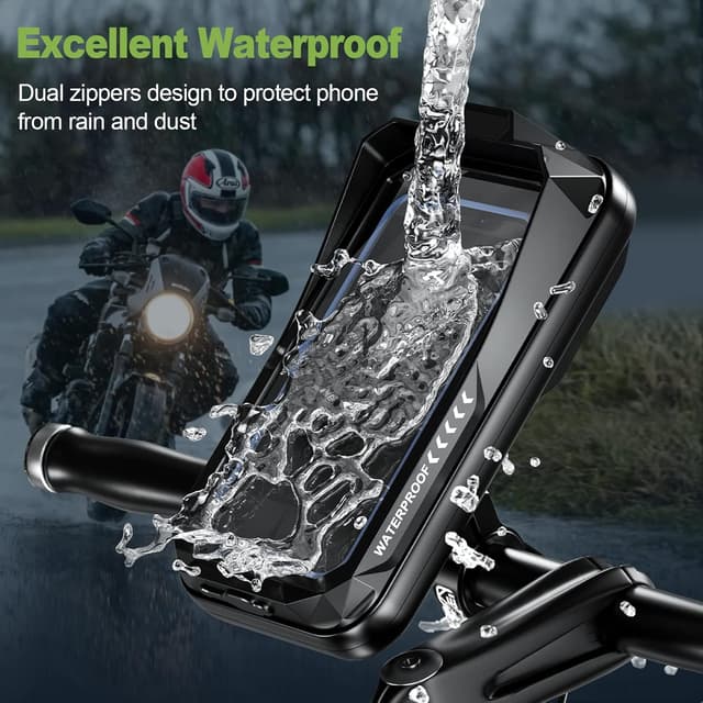 Detalle de BTNEEU Waterproof Motorcycle Phone Mount (Black) – 360° Rotatable, Touch Screen Sun Visor Holder for Phones up to 7.0