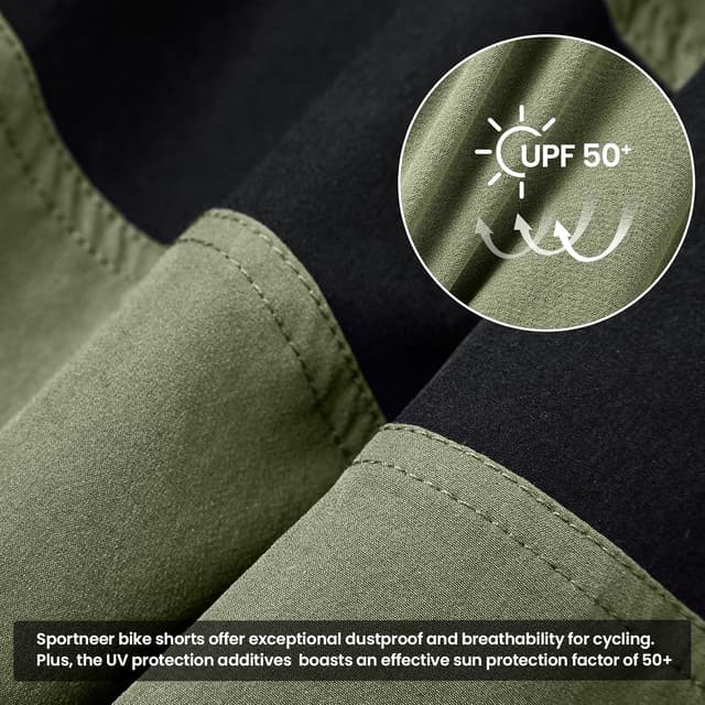 Detalle 2 de Sportneer MTB Radlerhose Herren mit 3D-Sitzpolsterung – gepolstertes Mountainbike-Unterteil für Radsport & Outdoor