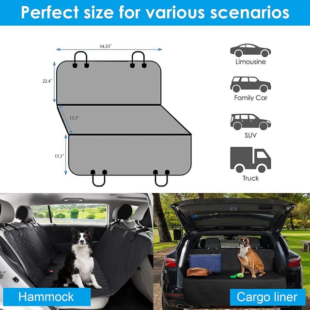 Detalle de Petnice Pet Back Seat Covers Waterproof Dog Travel Hammock with Seat Anchors (Large)