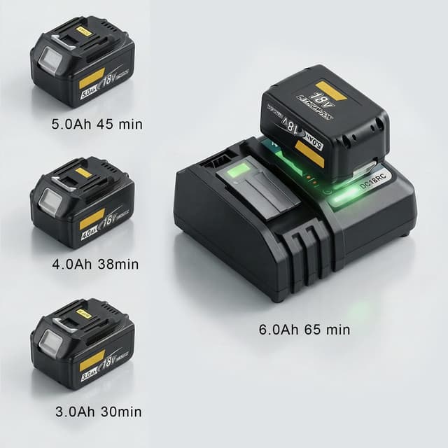 Detalle de Waitley Schnellladegerät DC18RC (kompatibel mit Makita 18V/14,4V) für 18V-Akkus