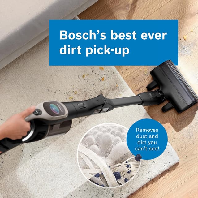 Detalle 2 de Bosch Unlimited 10 BBS1041GGB cordless vacuum cleaner with 80-minute runtime and MicroClean sensor display