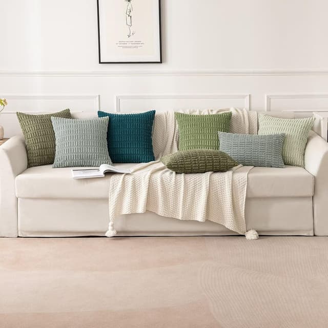 Detalle de MIULEE Pack of 2 Corduroy Cushion Covers 45x45 cm in Dark Grey