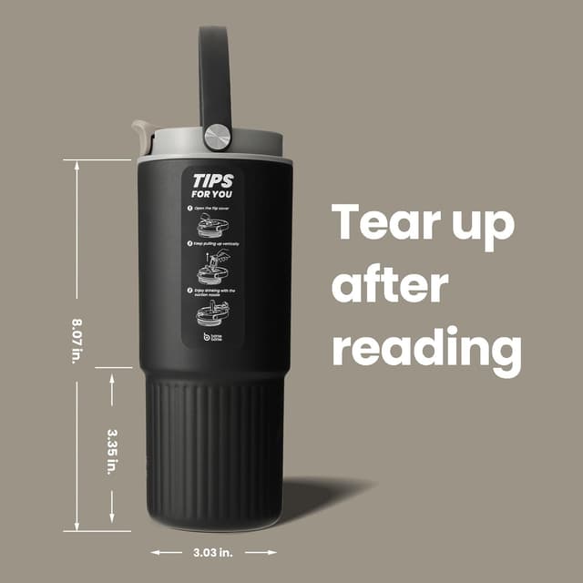 Detalle de BOTTLE BOTTLE Insulated Water Bottle with Straw and Handle (750ml) – Ebony, Leak Proof