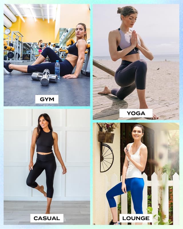 Detalle de TNNZEET Capri Leggings for Women with Tummy Control, Pockets & High-Rise Waist