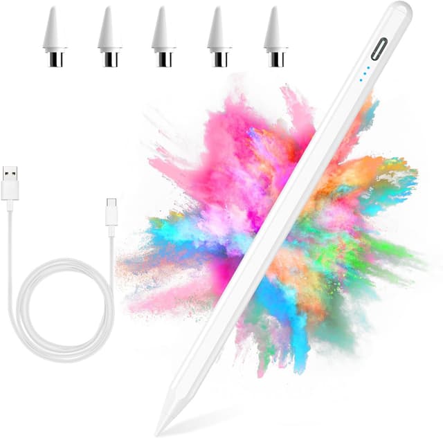 Detalle de Android Stylus Pen für Samsung, Huawei, Lenovo, Xiaomi & mehr – Universal Stift mit Neigungsempfindlichkeit (weiß)