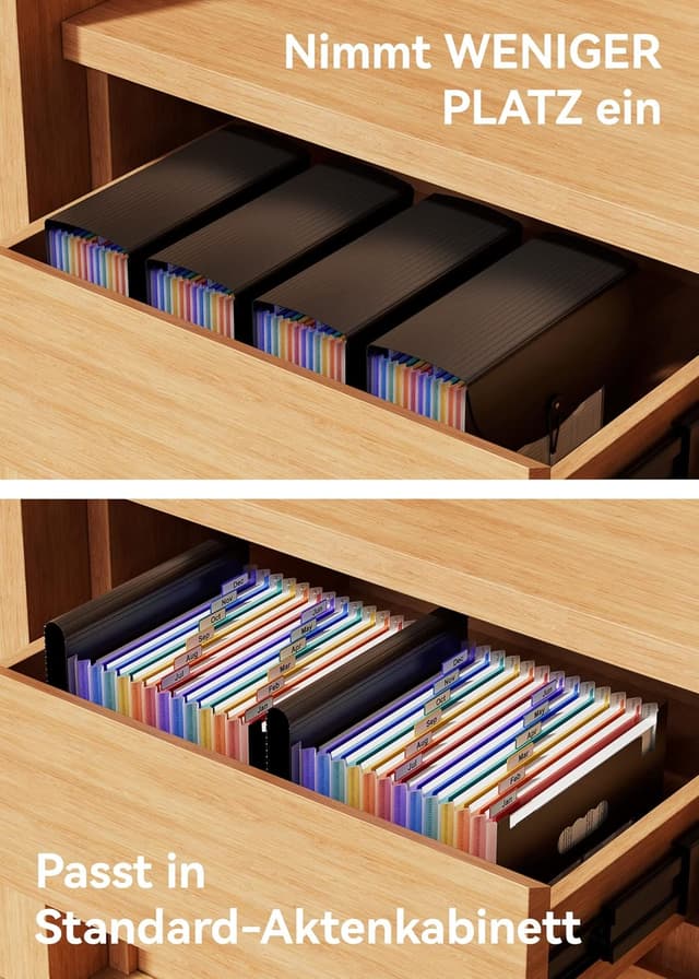 Detalle de ABC life Dokumentenmappe A4 mit Fächern (12 Fächer, wasserdicht) – Regenbogen-Aktenordner