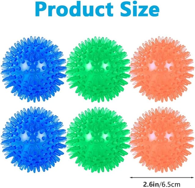 Detalle de Tharvolex 6-Pack Squeaky Spiky Rubber Dog Balls (65mm) for Chewers & Teeth Support