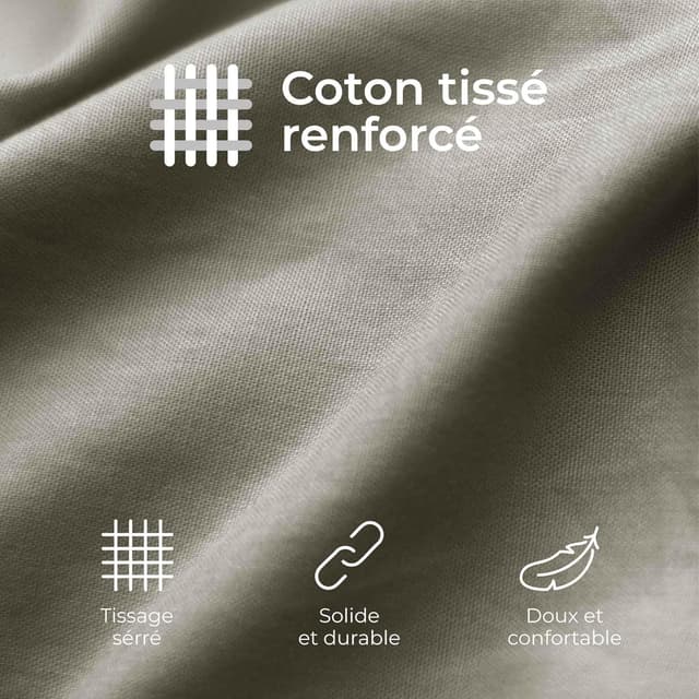 Detalle 2 de Dreamzie Taie d’oreiller 50x70 en coton renforcé (set de 2) gris clair, tissage serré et certifié Oeko-Tex