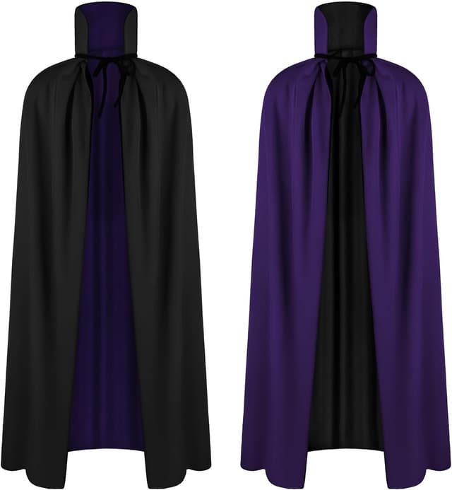 Detalle de AOOWU Mantello Vampiro Bambini doppio lato 90 cm, collo alto unisex per Halloween e cosplay