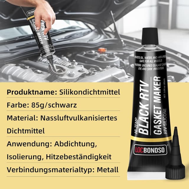 Thumbnail 5 de LOCBONDSO RTV Silikon Dichtmasse Motor Schwarz 85 g