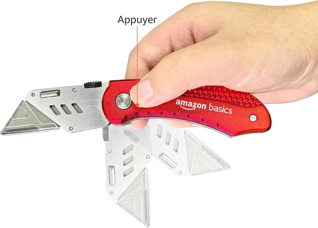 Thumbnail 3 de Amazon Basics Couteau utilitaire pliable rouge