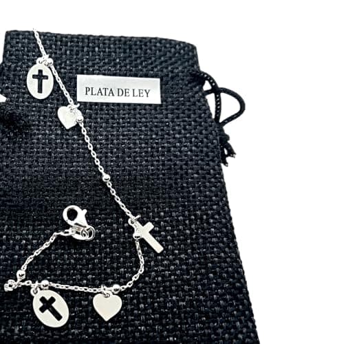Detalle de WORLD GOBLINS Pulsera Religiosa de Plata 925, hecha a mano (ajustable)