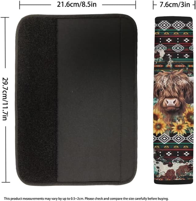 Thumbnail 4 de Wanyint Aztec Highland Cow 2-Pack Seat Belt Pads