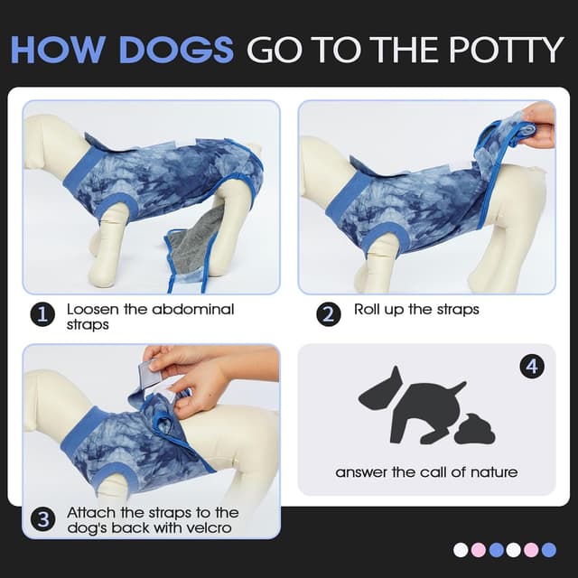 Detalle de FUAMEY Recovery Suit for Dogs After Surgery — Breathable anti-lick dog onesie (E-collar & cone alternative), Blue Tie Dye XL