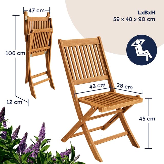 Detalle 2 de Casaria® Gartenmöbel-Set Modell 2026 aus FSC® Akazienholz (5-teilig) mit klappbarem Tisch & 4 Stühlen
