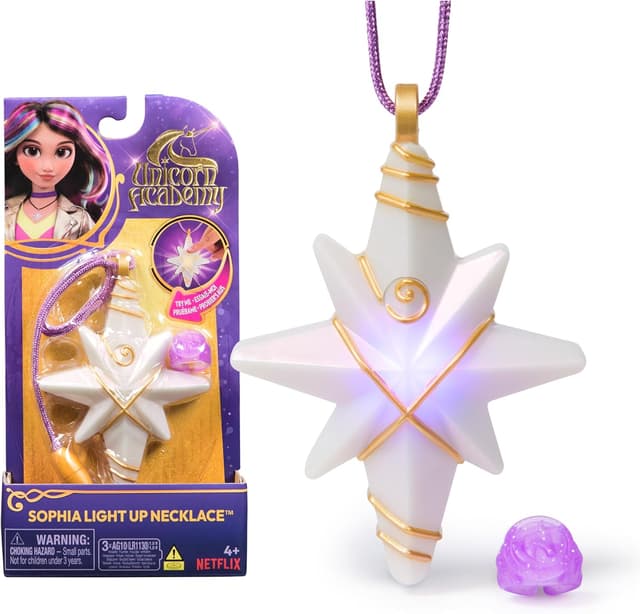 Detalle de Unicorn Academy L’Ecole des Licornes : collier lumineux et bague pailletée Sophia