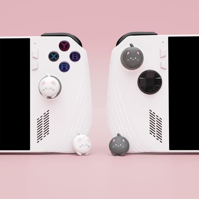 Detalle 2 de playvital Cute Thumb Grip Caps for ROG Ally (Silicone) – Cutie Kitty