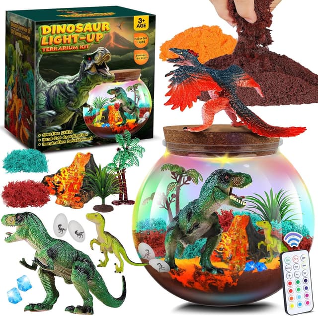 Detalle de Ronstone Dinosaur Terrarium Kit with Light-Up Volcano & DIY World Display