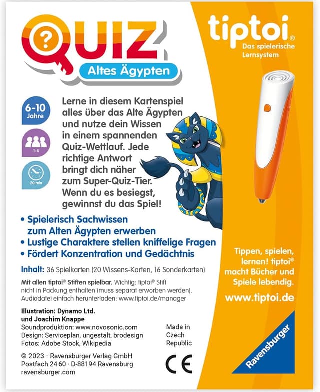 Detalle de Ravensburger tiptoi 00166 „Quiz Altes Ägypten“ – interaktives Lern-Quiz für Kinder ab 6 Jahren, 1–4 Spieler
