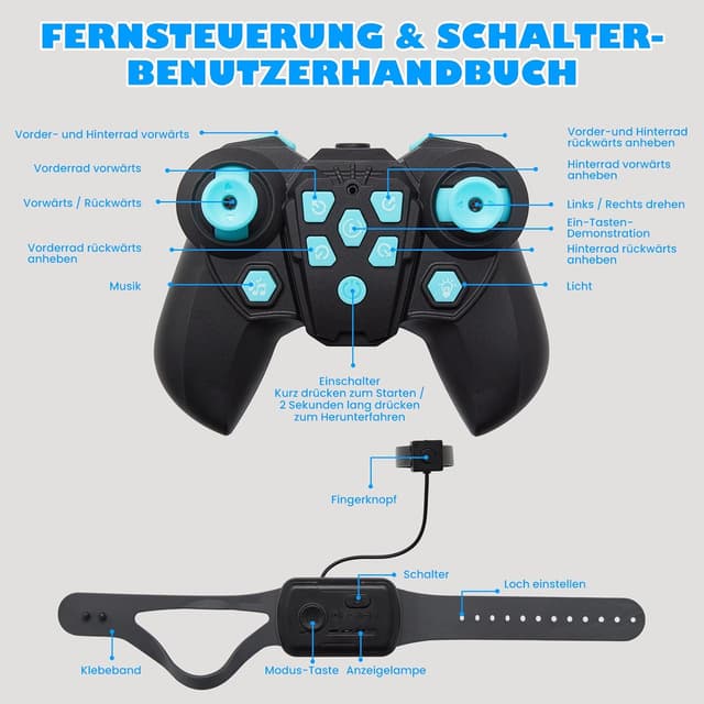 Thumbnail 5 de SIMREX Roboter Hund RC Stunt Auto Spielzeug – interaktive Fernbedienung mit Gestensteuerung