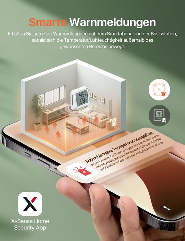 Thumbnail 5 de X‑Sense STH0A WLAN Thermometer Hygrometer mit Basisstation