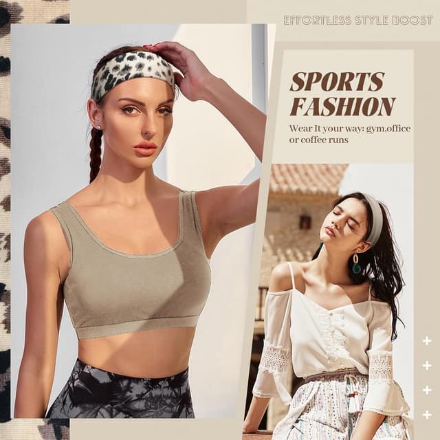 Detalle de BELEVO Sport-Stirnband Damen (6er-Set) – rutschfeste, weiche Haarbänder für Yoga, Fitness & Pflege