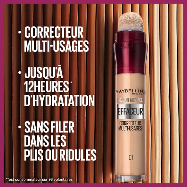 Detalle 2 de Maybelline New York Instant Effaceur – Anti-cernes correcteur fluide Beige Nu (02) – 6,8 ml