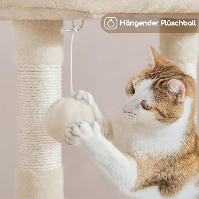 Detalle de Yaheetech Kratzbaum 107 cm mit Katzenhöhle, Sisal & Kratzflächen (beige)