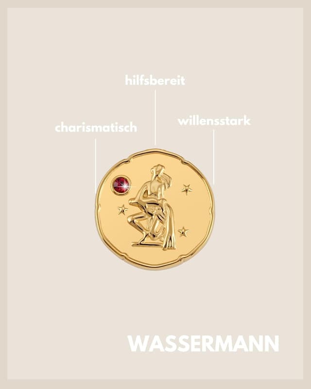 Detalle 2 de GD GOOD.designs collana zodiacale in oro con pietra di nascita e ciondolo regolabile 42–47 cm