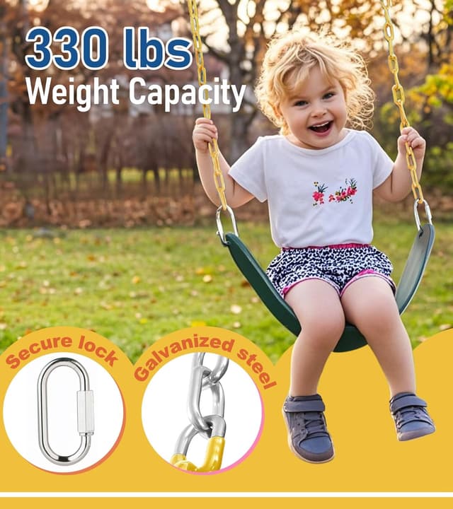 Detalle de Little Dove 2-Pack Heavy-Duty Swing Seats with 66" Rust-Resistant Chains (Green)