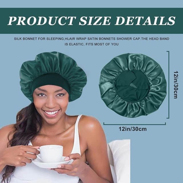 Detalle 2 de 4PCS Silk Satin Bonnets 4-pack for Curly Hair