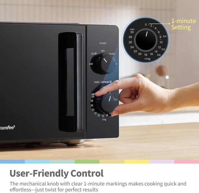 Detalle 2 de COMFEE' CMO-MM202NF(BK) 20L Compact Microwave, 700W Black Manual with Inverter