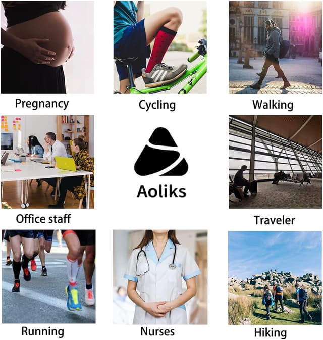 Detalle de Aoliks Medical Compression Socks for Women & Men (Knee-High) for Running, Nurses, and Travel