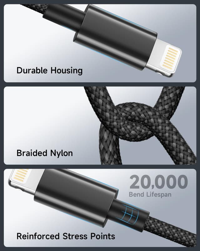 Thumbnail 4 de Cable iPhone 2M certifié MFi Lot de 2