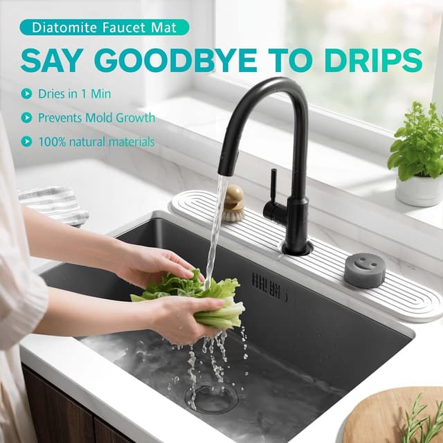 Thumbnail 4 de DEJUPE Stone Faucet Mat 23.6" sink tray