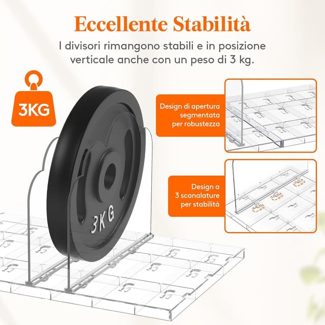 Detalle de Lifewit divisori per borse da armadio in plastica – set regolabile da 2 organizer trasparenti