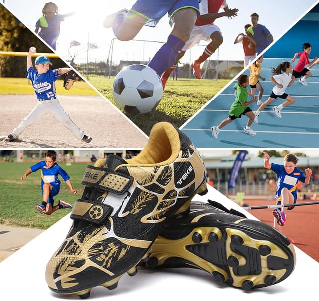 Detalle 2 de Hanani Kids FG/AG Football Boots (Unisex) – Black Gold, Size 13 Child (UK)