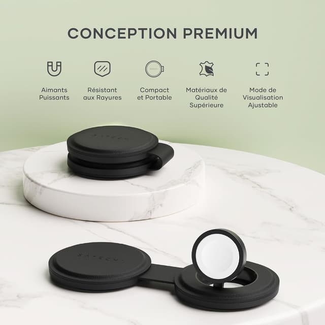 Detalle 2 de SATECHI OntheGo™ Chargeur Induction 2 en 1 pliable Qi2 15W/5W (iPhone + Apple Watch) noir