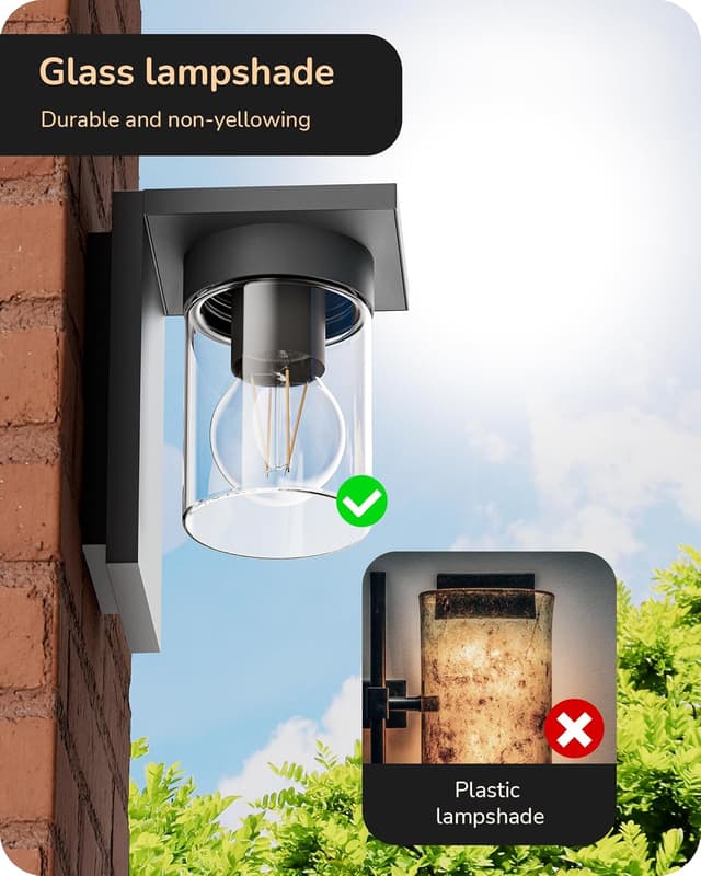 Detalle de EDISHINE Vintage Outdoor Wall Lantern Light (IP44) with E27 Socket in Anthracite